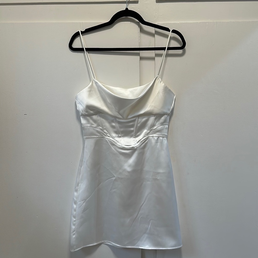 Zara White Satin Dress size S - NBW